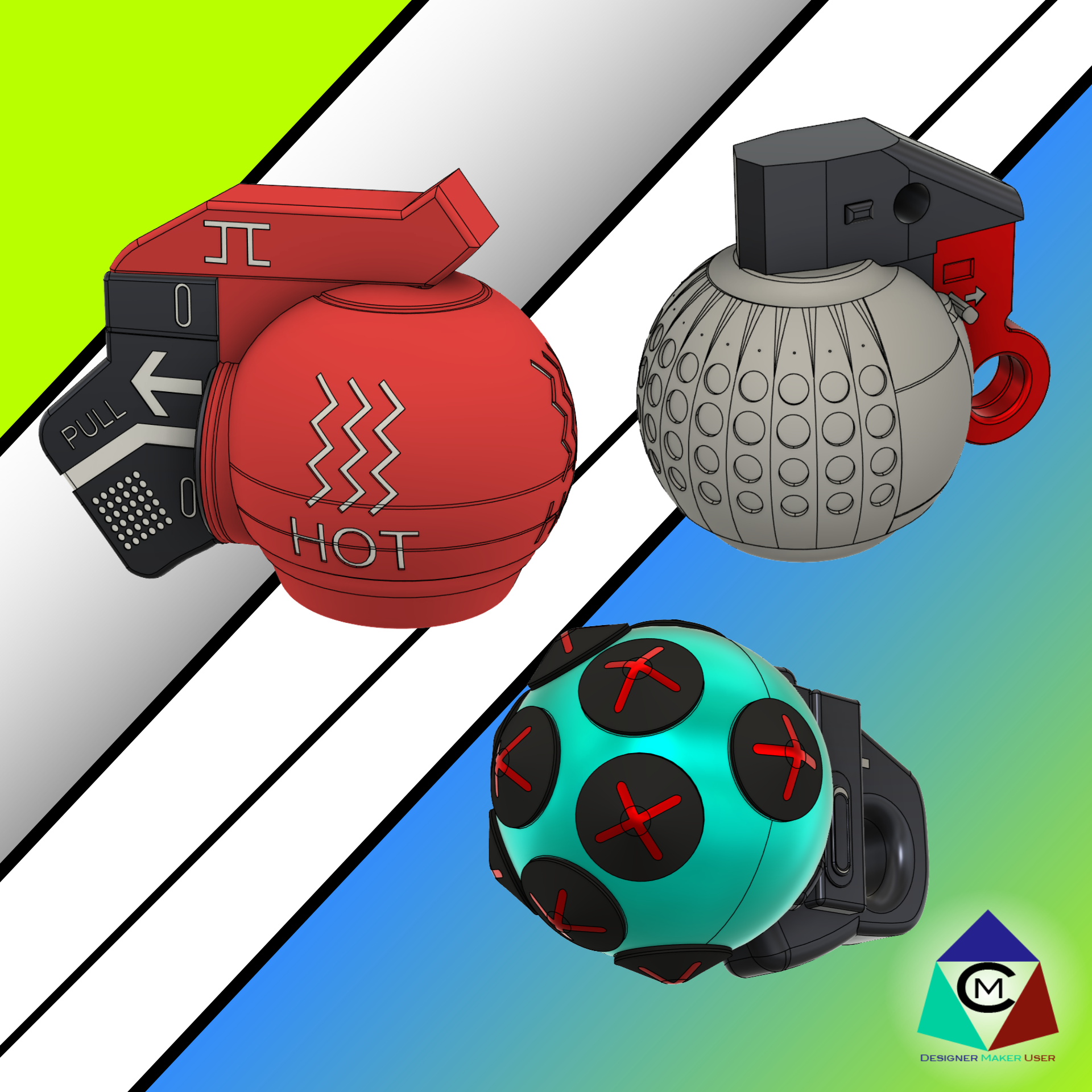 Marathon Grenade Bundle – Heat, Impact & Sticky | 3D Printable STL Files